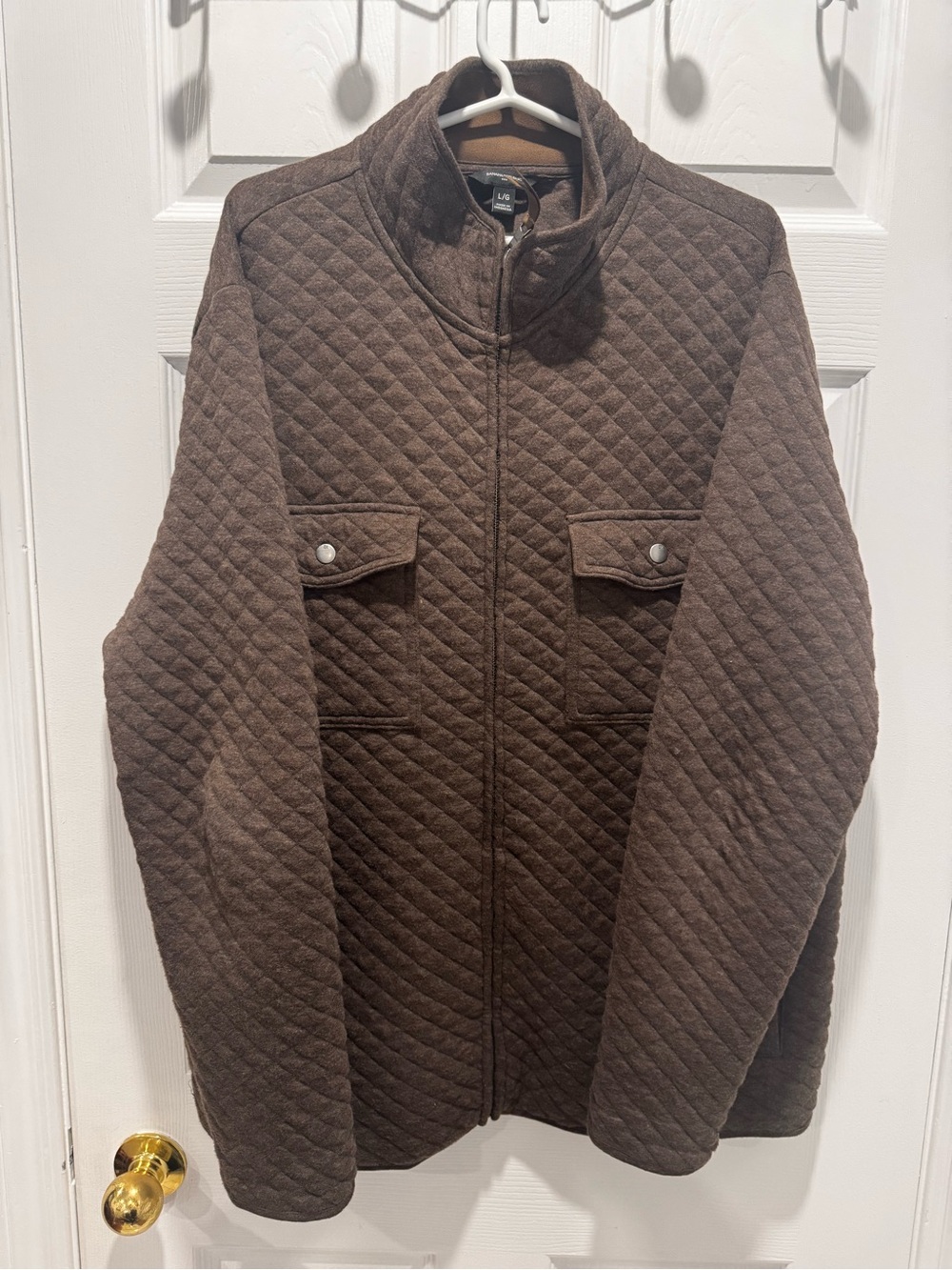 Banana Republic Quilted Brown Zip-Front Shirt Jacket